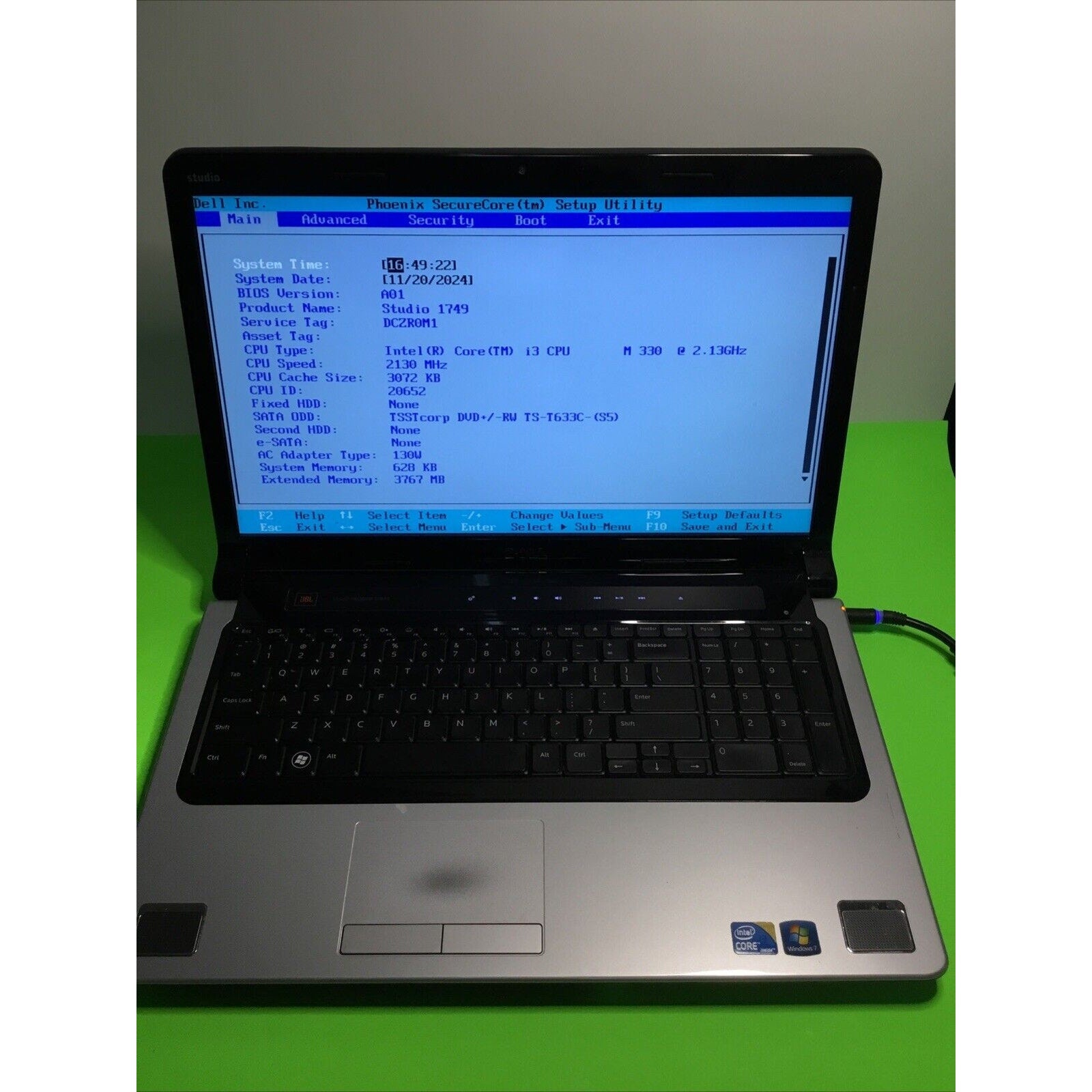 Dell Studio P02E Intel i5 M330 No HDD No OS 4GB RAM