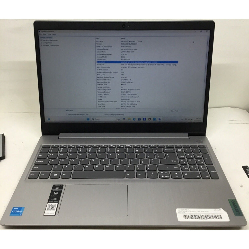 Lenovo IdeaPad 3-15ITL05 15.6"HD Touch i3-1115G 3GHz 8GB 256GB SSD