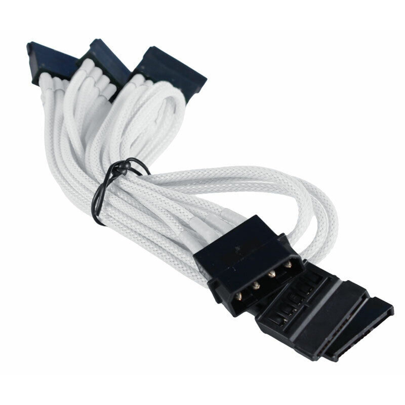 4-Pin LP4 to 5x SATA PC Power Adapter Cable - Braided - White