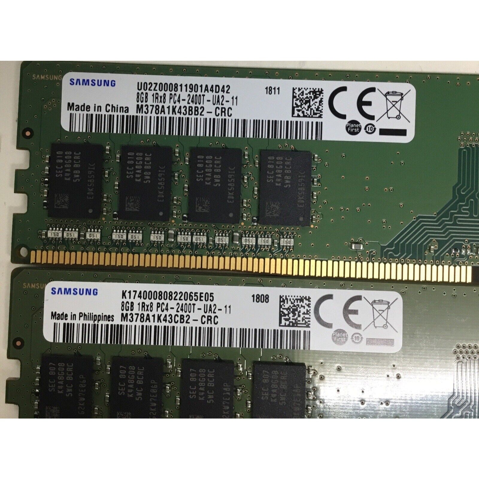 Lot of 2 Samsung 8GB PC4-2666V M378A1K43CB2-CTD DDR4 Desktop Memory 900315-001