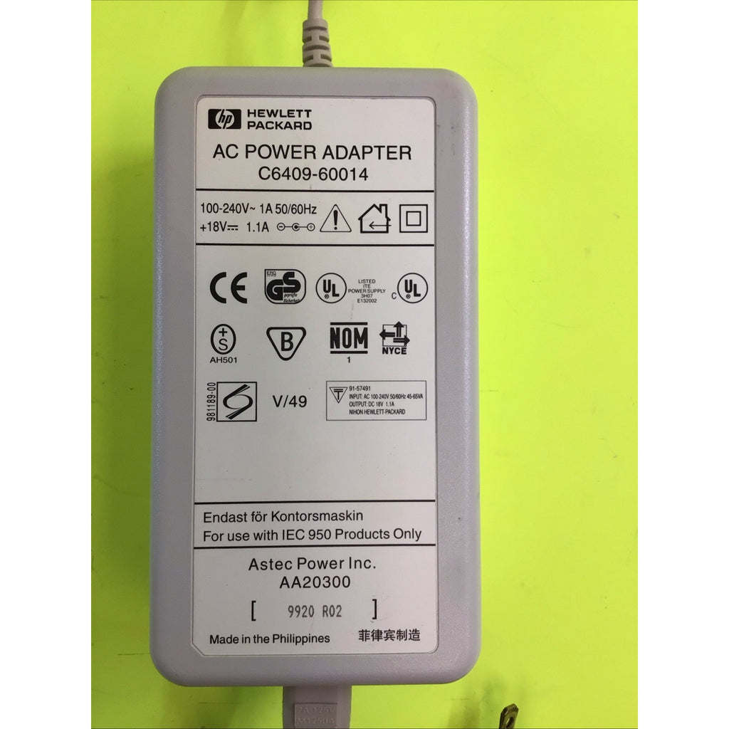 Hewlett Packard AC Power Adapter 1.1A 18V C6409-60014