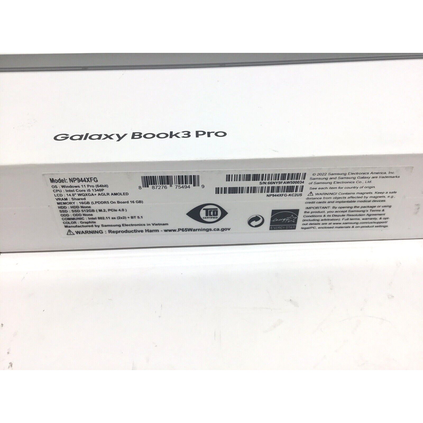Samsung Galaxy Book3 Pro 14 NP944XFG-KC2US 2023 i5-1340P 16GB RAM 512GB Laptop