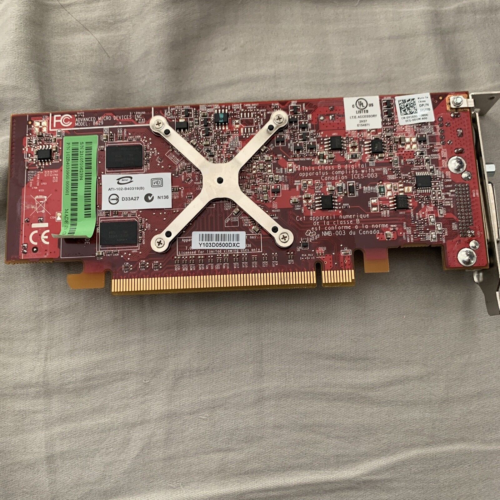 DELL ATI Radeon HD3450 256MB PCIe x16 DMS-59 Low Profile Video Card Y103D 0Y103D