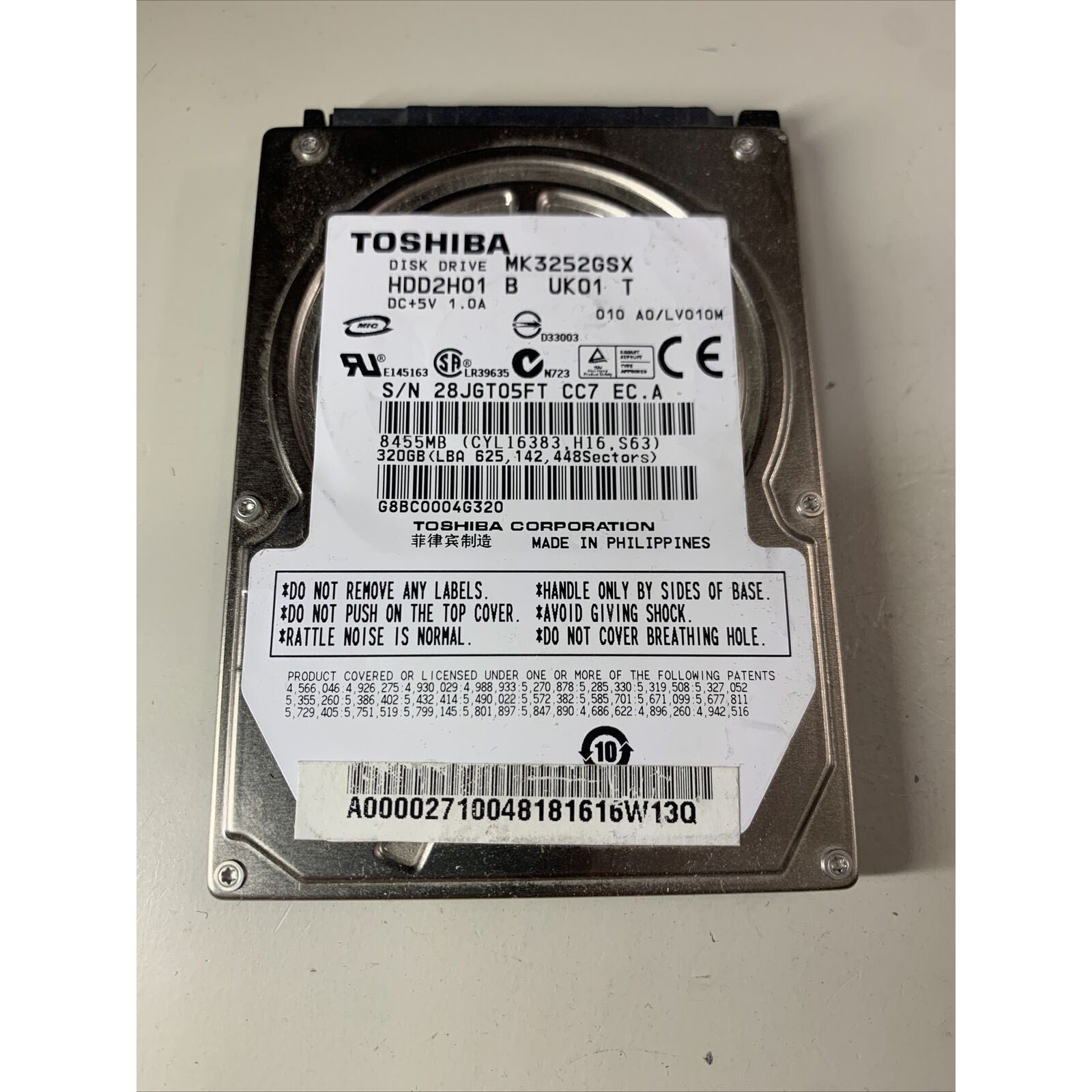 Toshiba MK3252GSX 320GB Internal 5400RPM 2.5" (HDD2H01) HDD