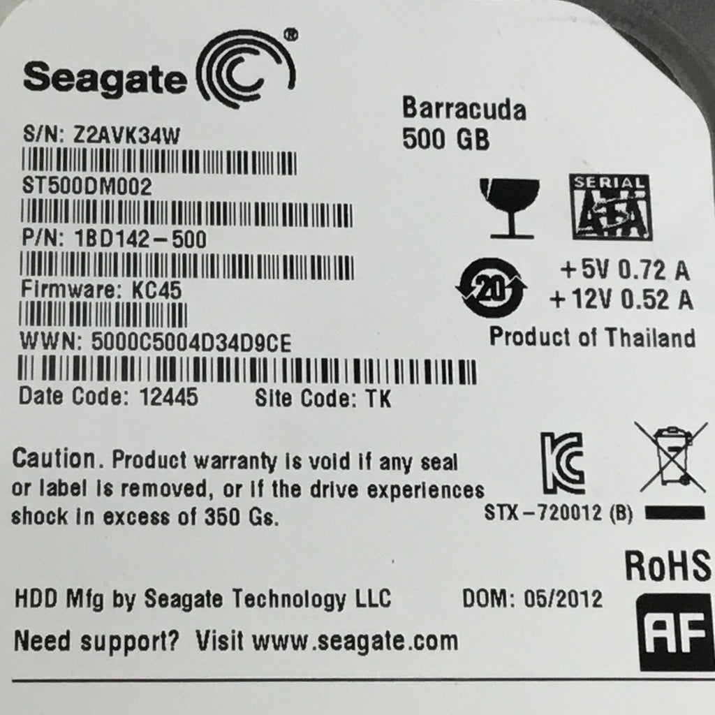 Seagate Barracuda ST500DM002 500 GB SATA III 3.5 in Desktop Hard Drive