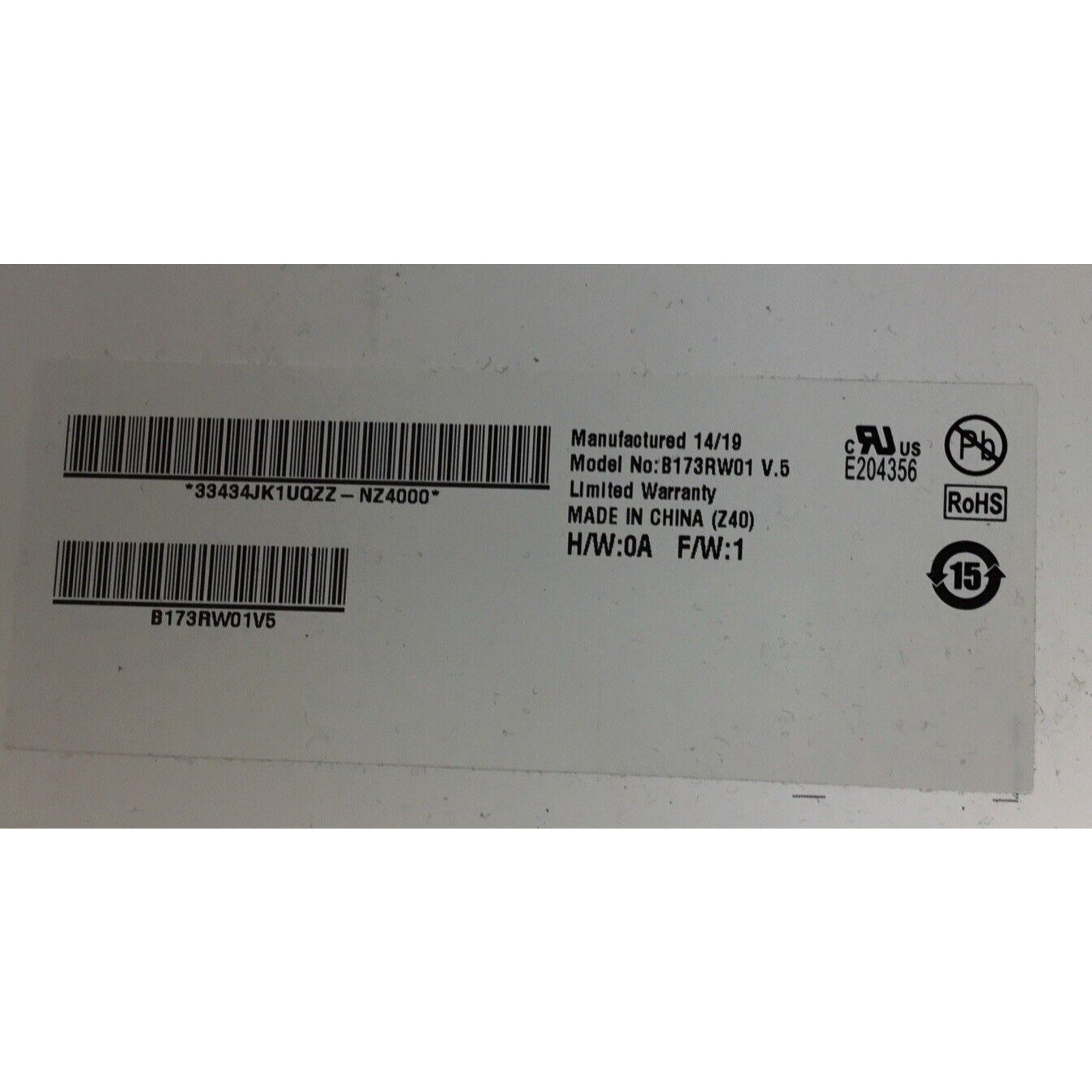 682755-001 B173RW01 V.5 HP LCD DISPLAY 17.3 LED