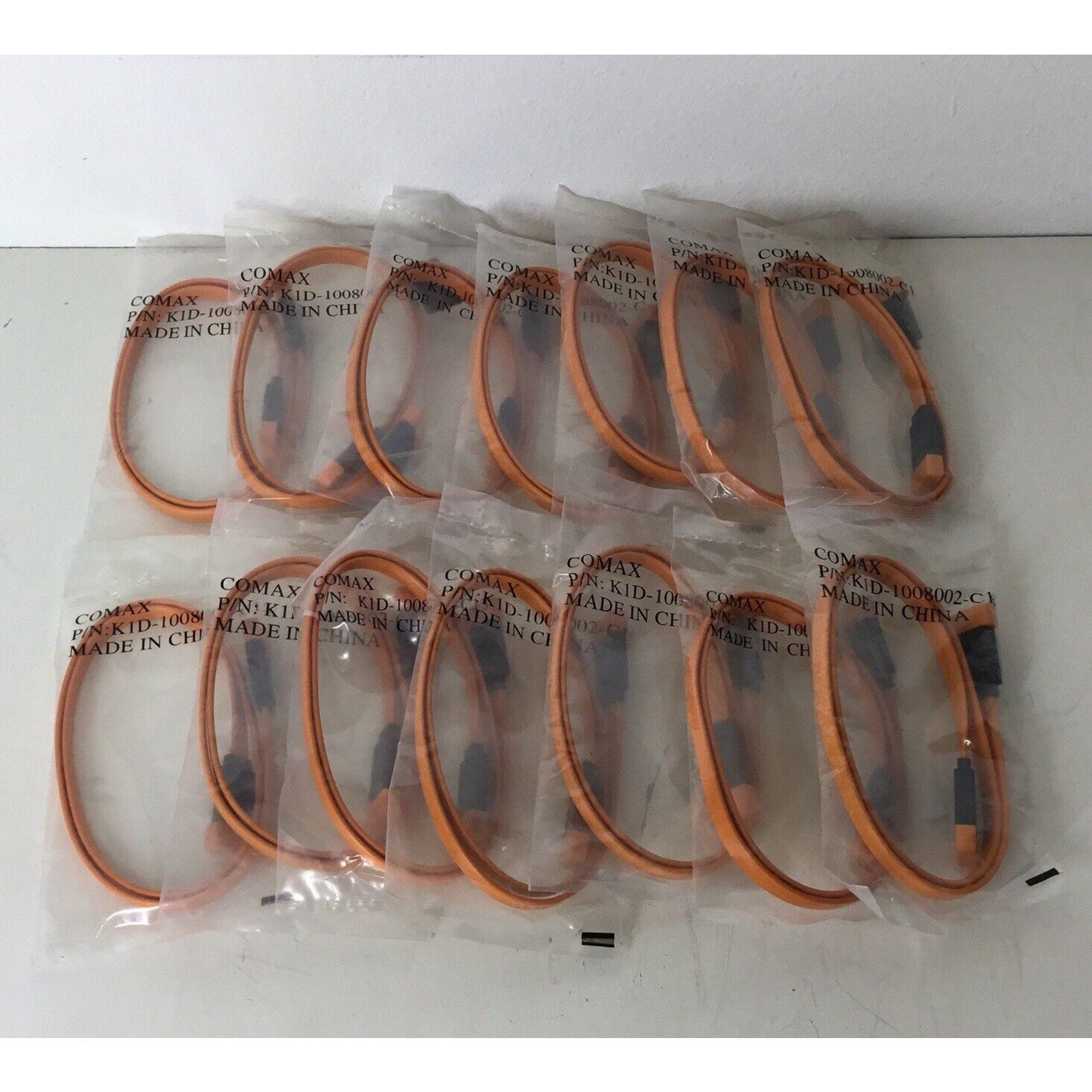 Lot Of 14 - Comax K1D-1008002-C13 Orange ATA SATA Cable 24"