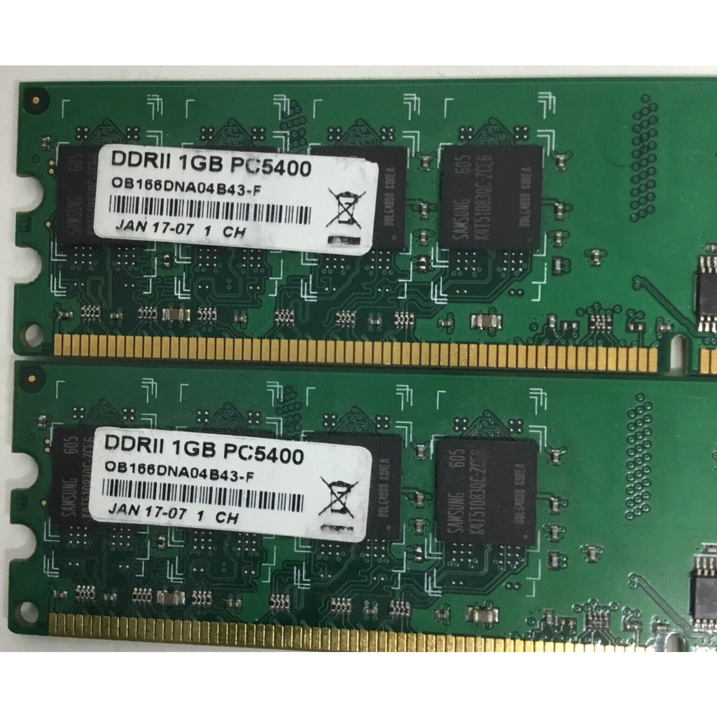 Lot of 2 DDR2 1GB PC5400 OB 166DNA04B43-F