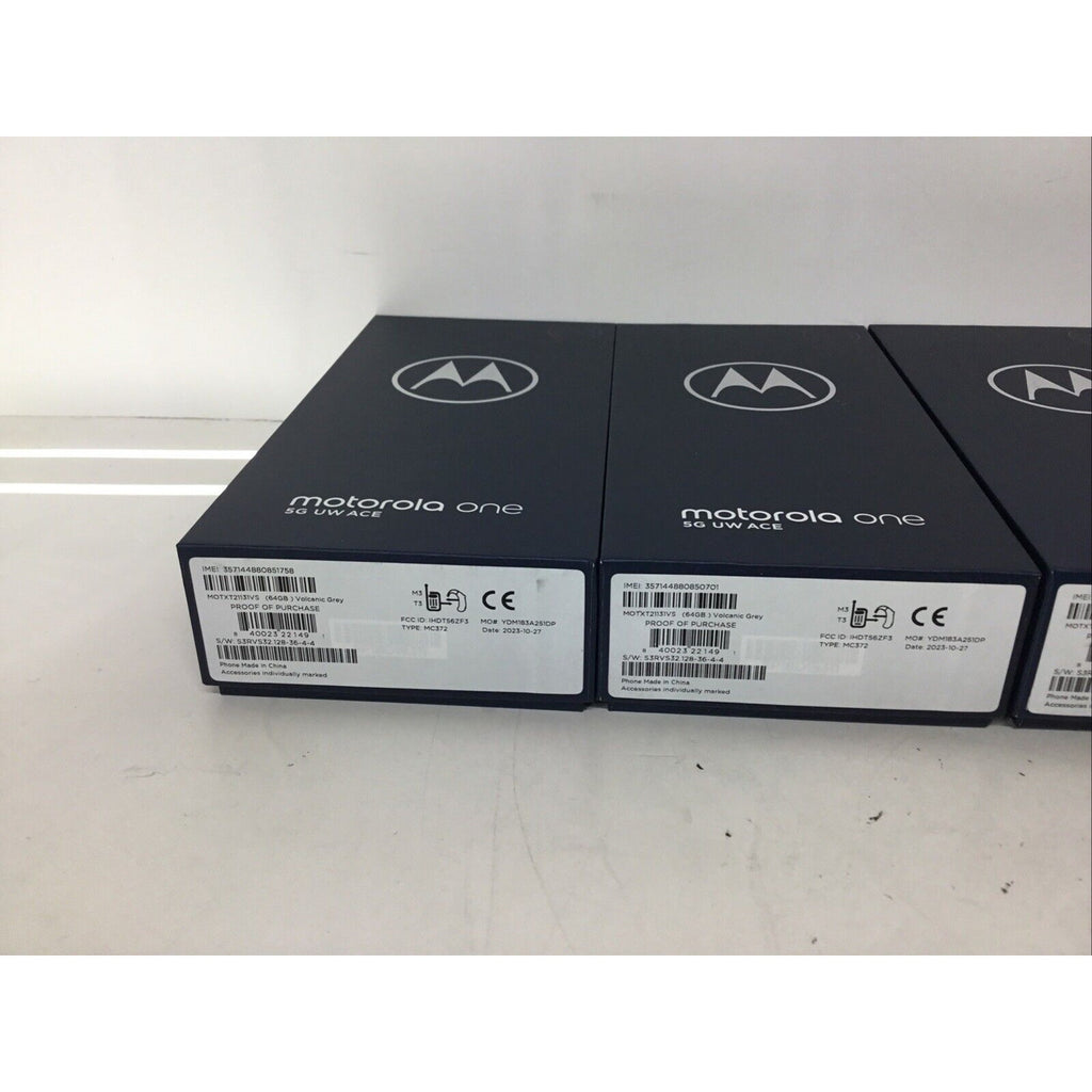 Lot of 4-Motorola One 5G UW Ace 64GB Volcanic Gray BOX ONLY