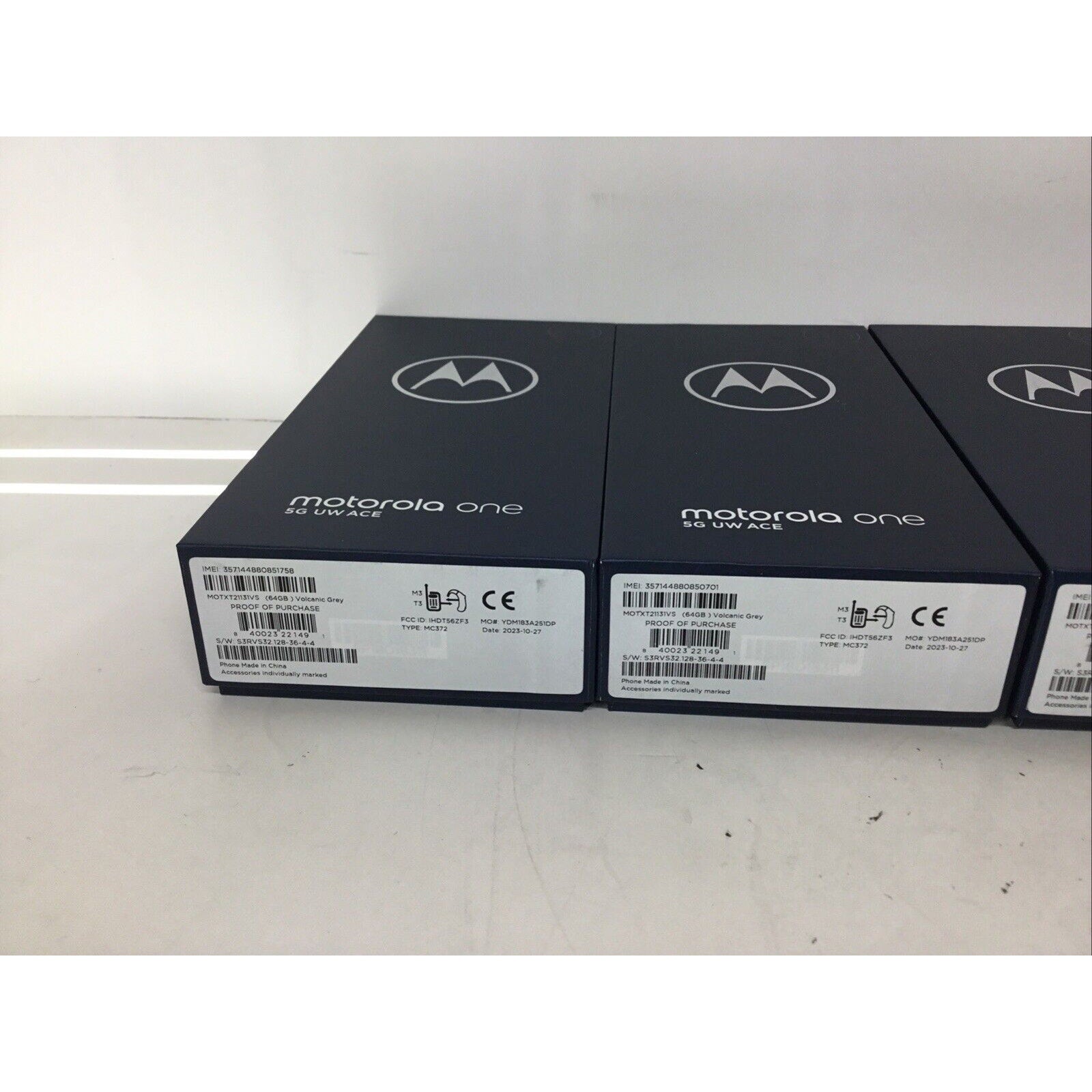 Lot of 4-Motorola One 5G UW Ace 64GB Volcanic Gray BOX ONLY