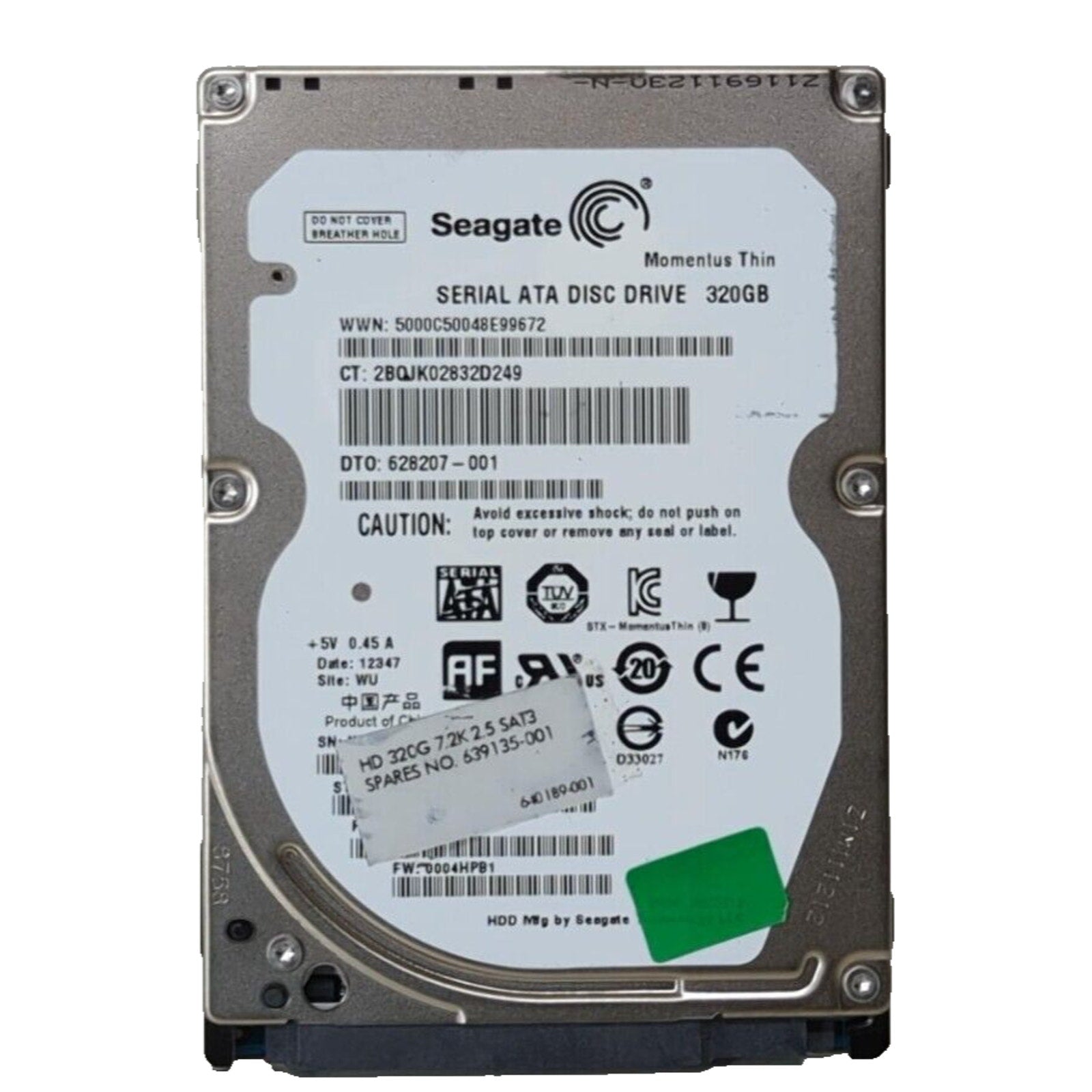 FOR PARTS - Seagate Momentus Thin 320GB Internal 7200RPM 2.5" (ST320LT007) HDD