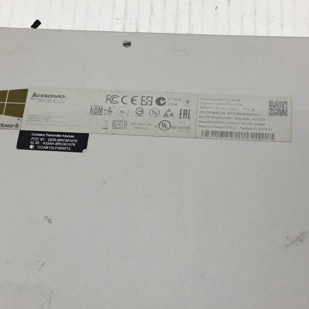 Lenovo Yoga 3 Pro 1370 13.3" Genuine Laptop Bottom Case AM0TA000300