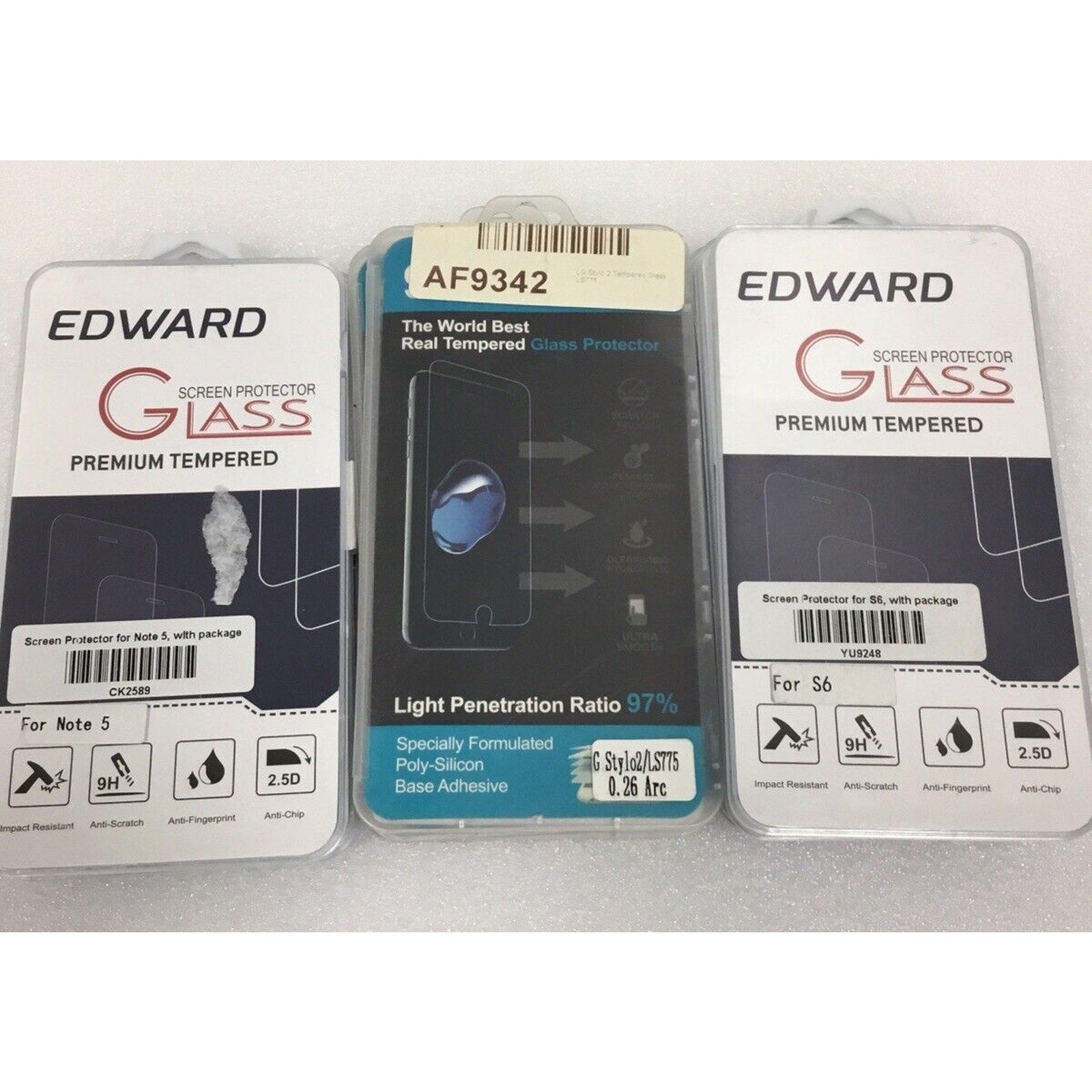 Lot of 12: Tempered Glass Screen Protectors For Samsung Note 5/S6 And LG Stylo 2
