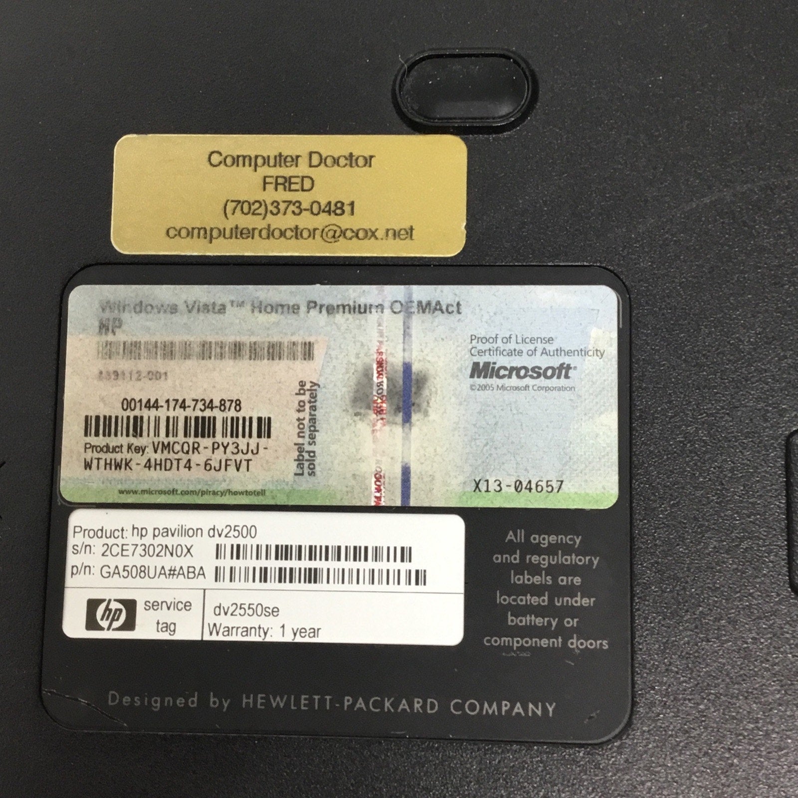 HP Pavilion DV2500 13" Laptop Intel Core 2 Duo