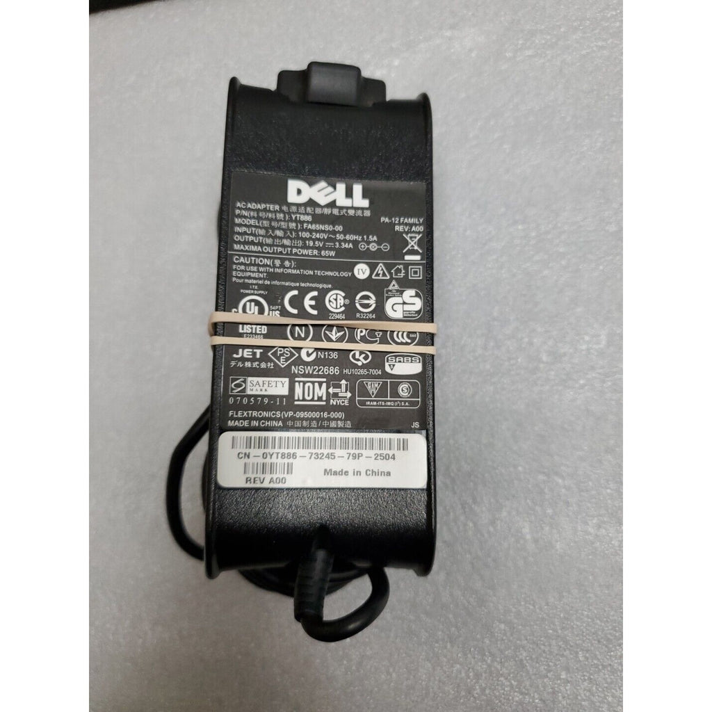 Genuine DELL AC Adapter YT886 FA65NS0-00 19.5V 3.34A 65W 0YT886 PA-12 REV: A00