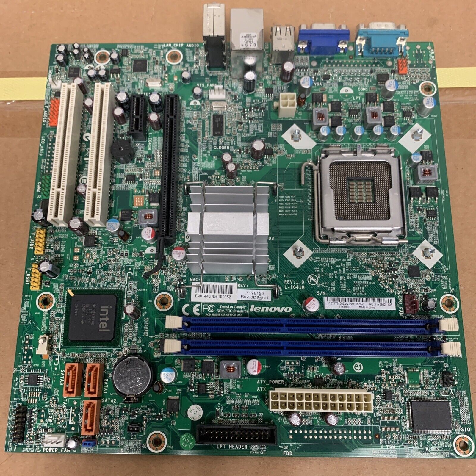 IBM LENOVO THINKCENTRE M60e M70e Intel LGA775 MOTHERBOARD 71Y6942 -No I/O Shield