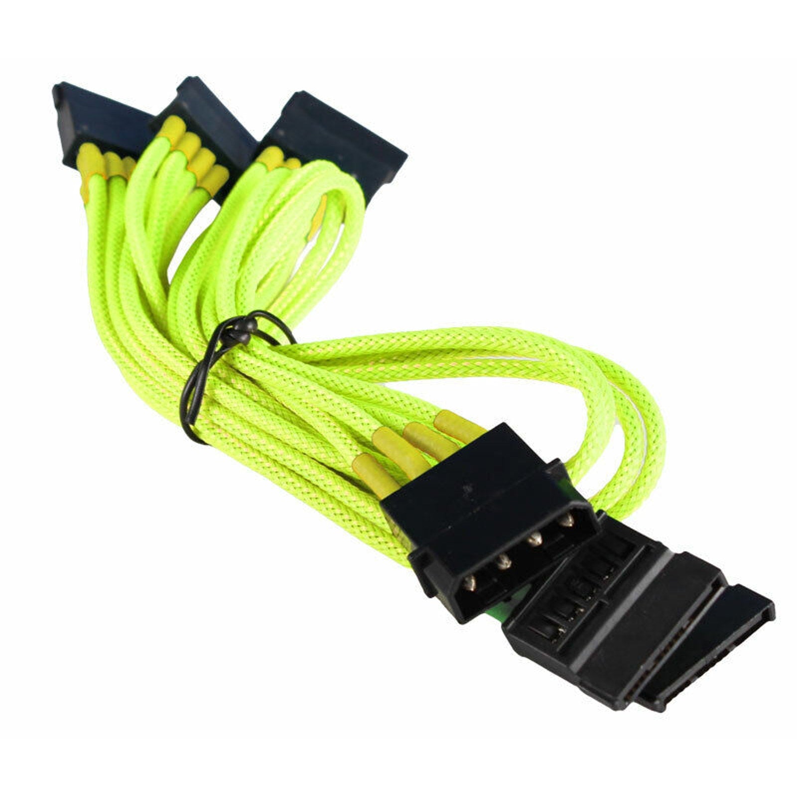 4-Pin LP4 to 5x SATA PC Power Adapter Cable - Braided - Yellow