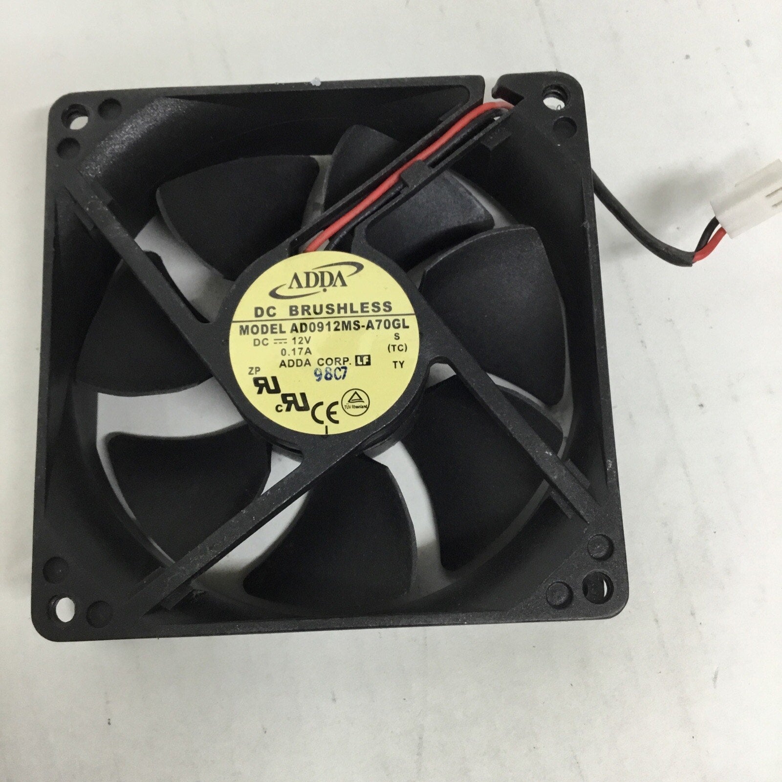 Adda Cooling Fan Model AD0912MS-A70GL DC 12V 0.17A 2 Wire 2 Pin