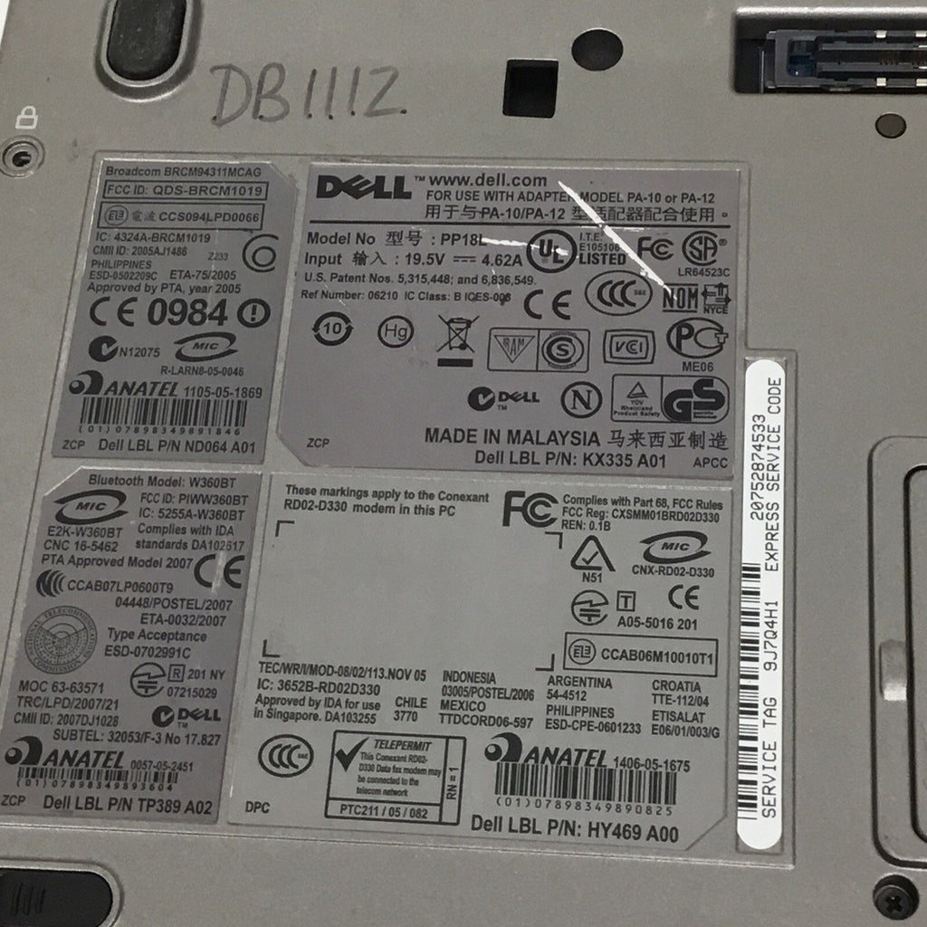 Dell Latitude D630 Laptop For Parts No HDD No Adapter