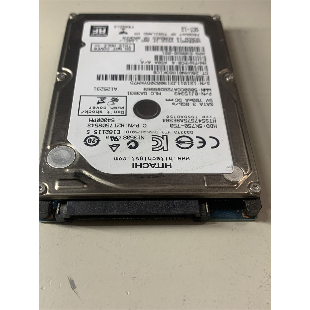 Hitachi 750Gb SATA 2.5" Hard Drive 5k750-750 HTS547575A9E384 0J15343 H2T750854S