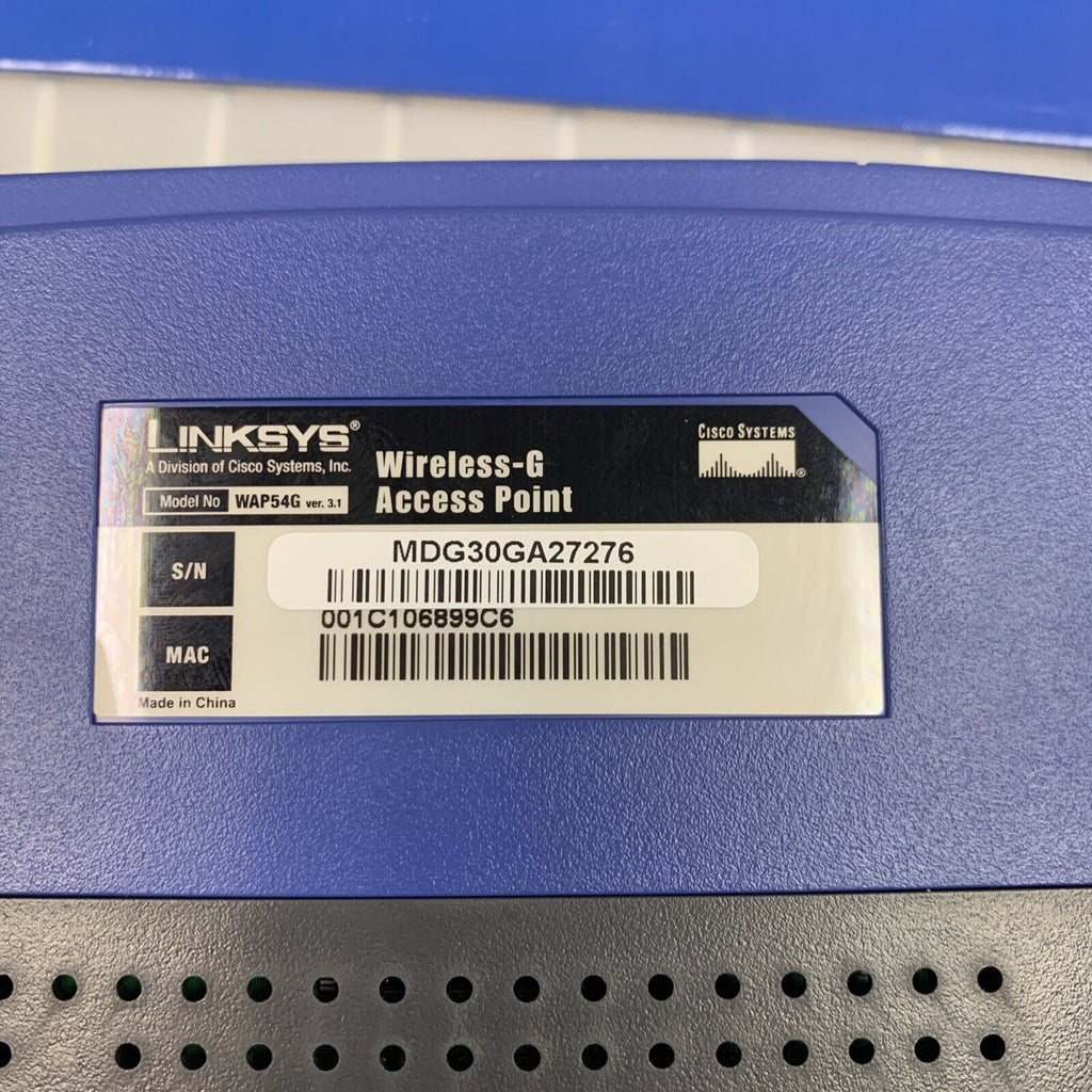 Cisco Linksys WAP54G v3.1 54 Mbps Wireless-G Access Point - No Power Cable