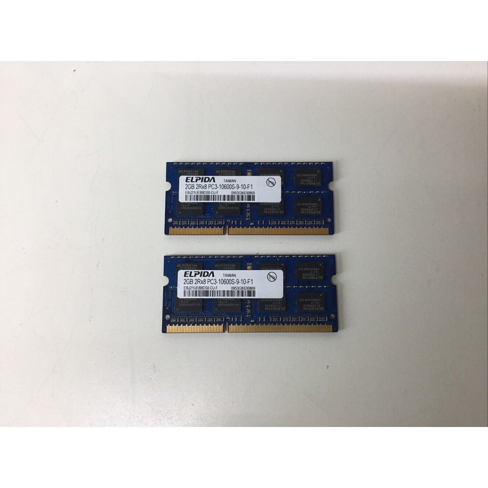 Elpida 4GB (2X2GB) 2Rx8 PC3-10600S-9-10-F1 Laptop Ram Memory EBJ21UE8BDS0-DJ-F
