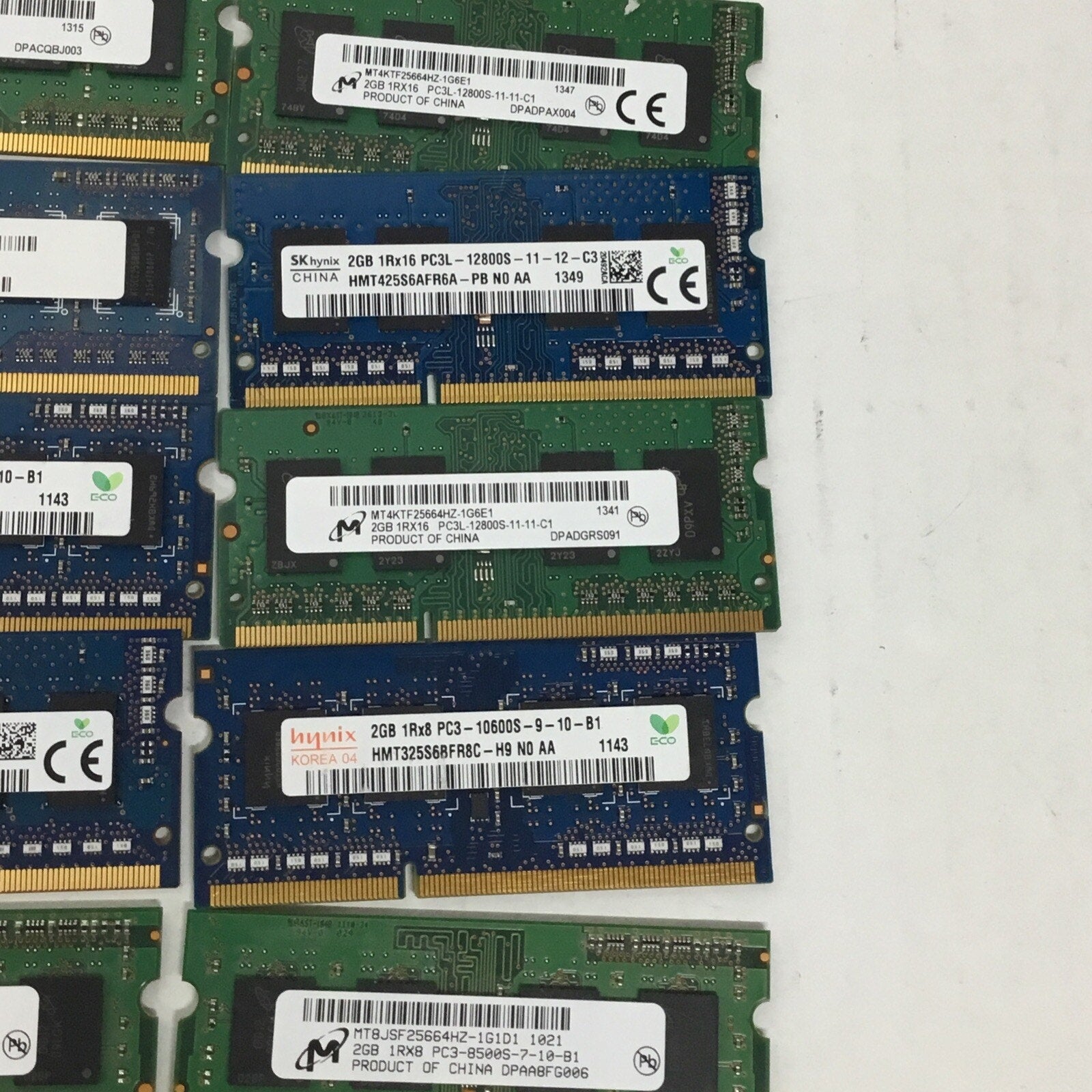 Lot of 10 Assorted Brand 2GB DDR3 Ram SODIMM