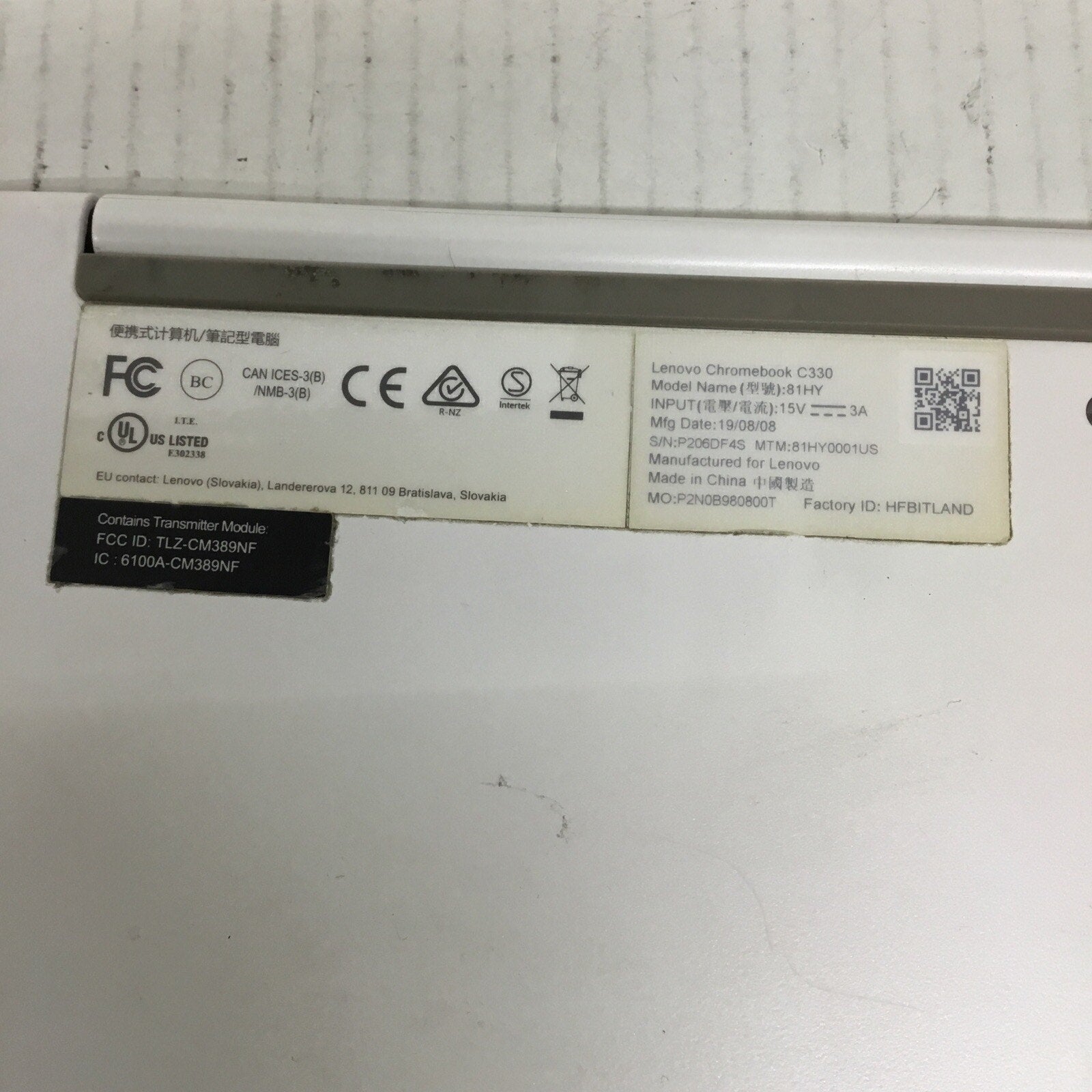 Lenovo C330 Chromebook 81HY, 11.6" Touchscreen 4GB Ram READ DESC