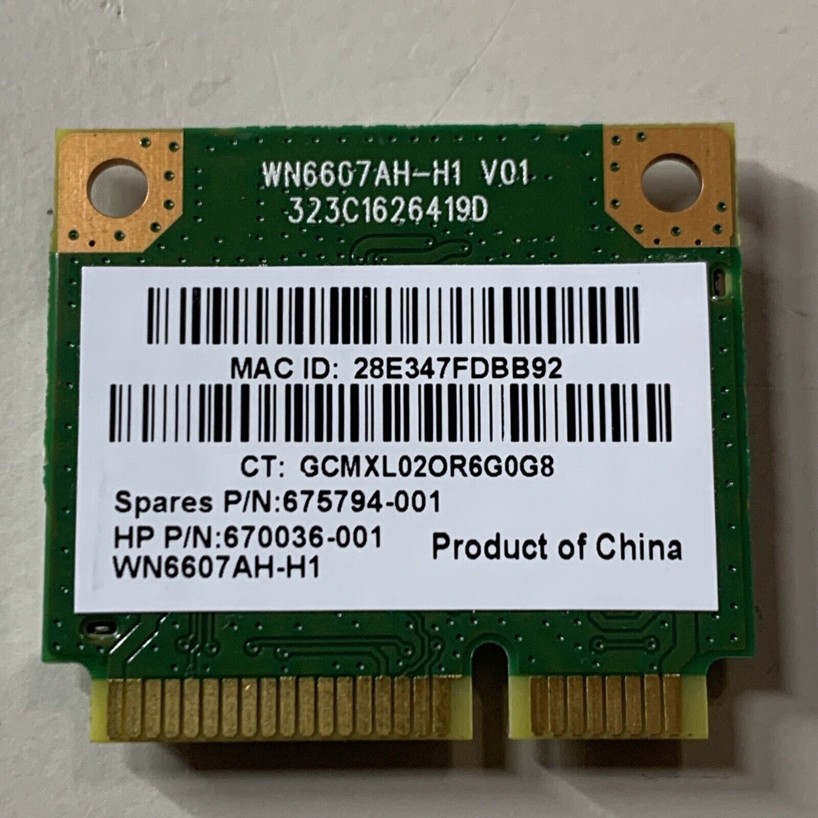 670036-001 HP 2000 AR5B125 Wifi Wireless Card 675794-001 WN6607AH-H1 Genuine