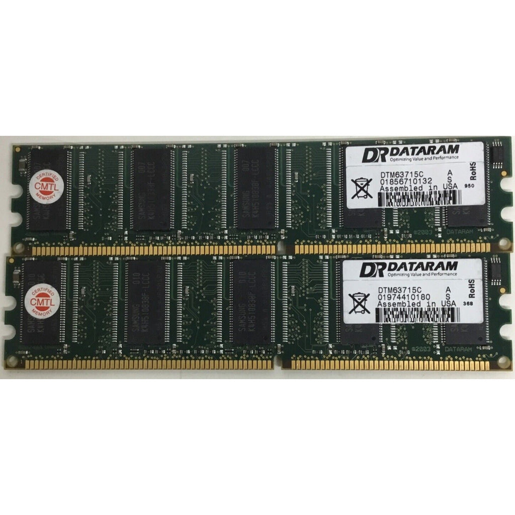 1GB 2x512MB PC-3200E DDR-400 ECC DATARAM DTM63715C Samsung RAM MEMORY DDR1 KIT