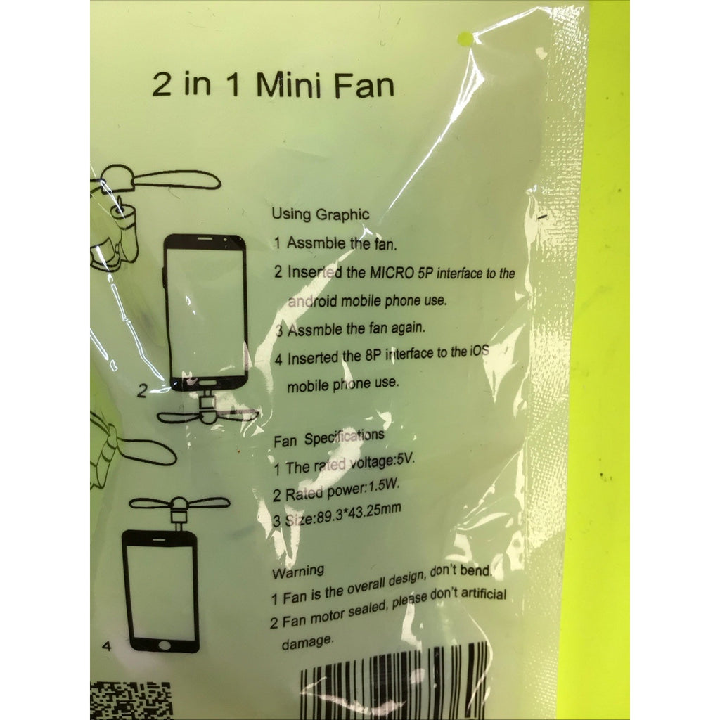 2-in-1 Mini Cell Phone Fan for Android and iPhone Portable USB Cooling Gadget