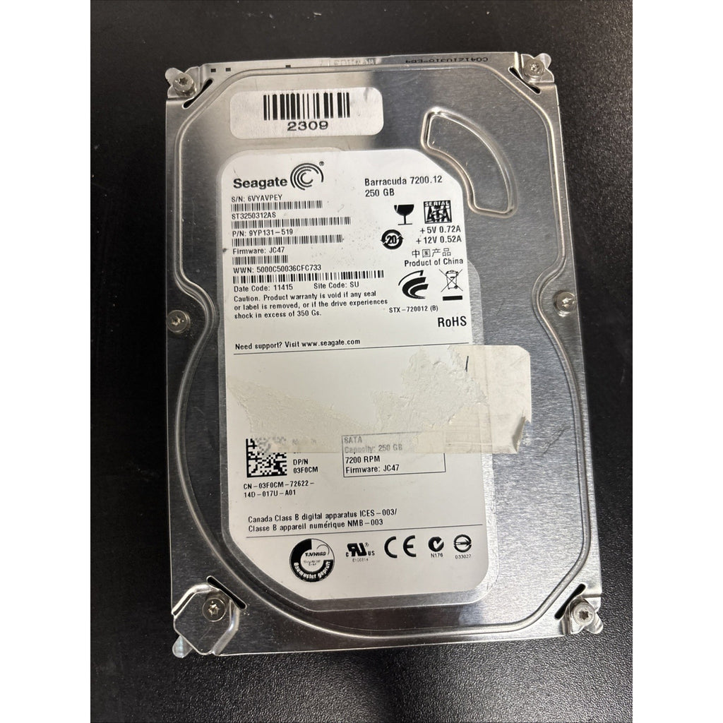 Seagate Barracuda 7200.12 250GB Internal 7200RPM 3.5 ST3250312AS HDD 9YP131-519
