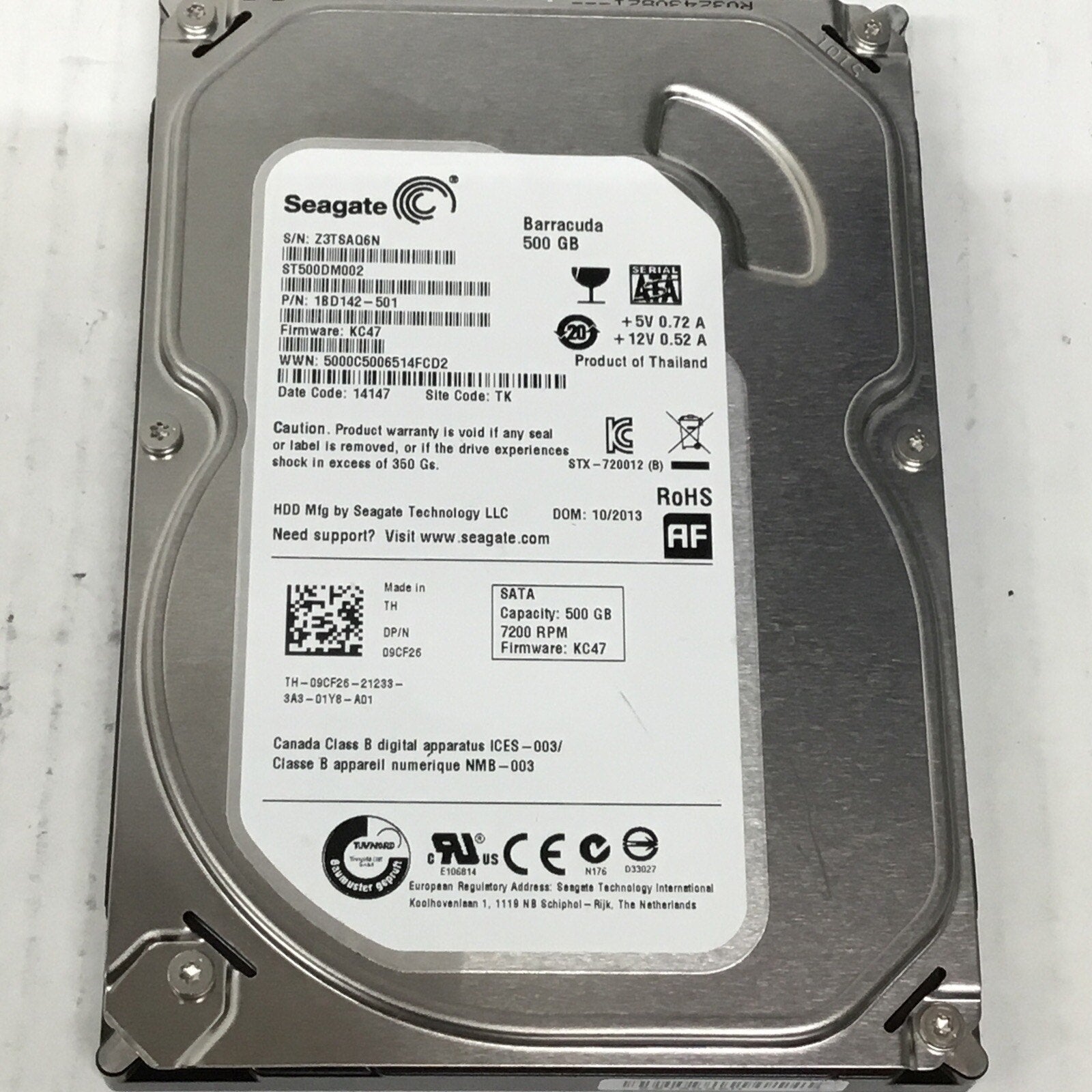 Seagate Barracuda ST500DM002 500 GB SATA III 3.5 in Desktop Hard Drive