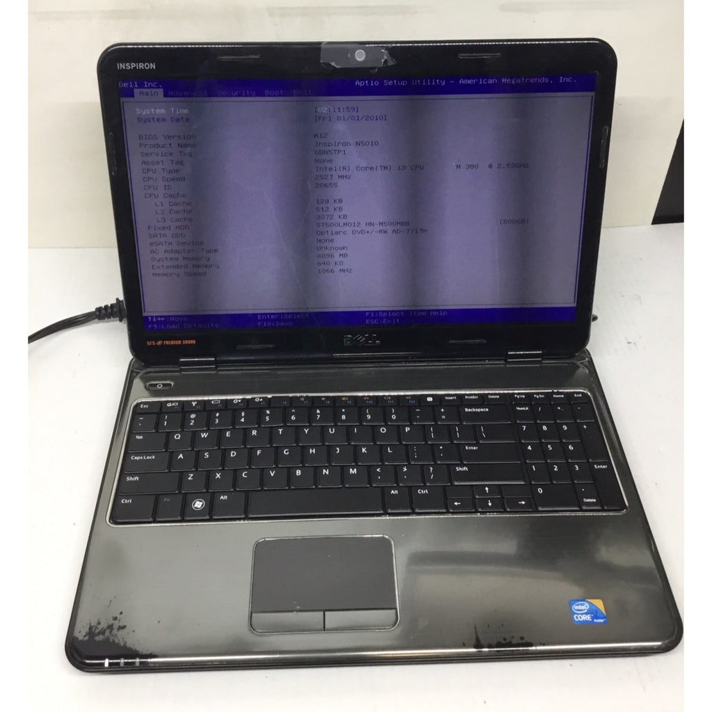 For Parts Dell Inspiron N5010 15.6" Intel Core i3-370M 4GB RAM NO HDD NO OS
