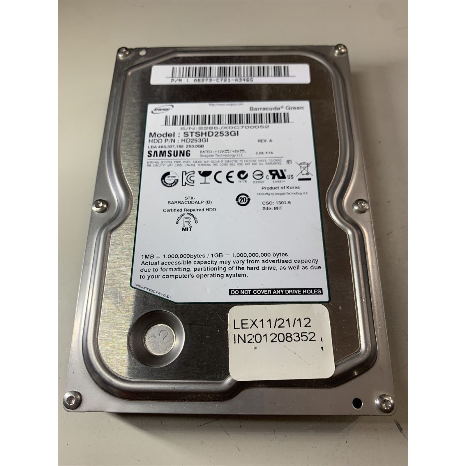 Samsung 250GB 7200 RPM 3.5" SATA Desktop Hard Drive STSHD253GI / HD253GI