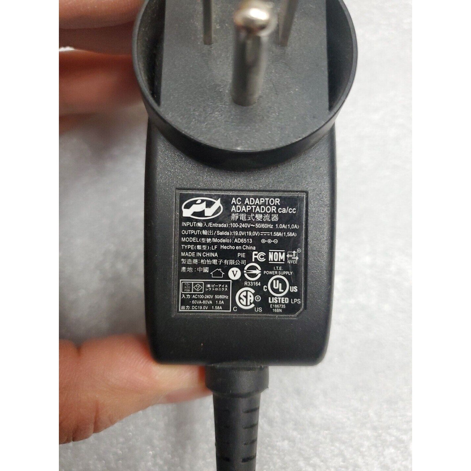 Dell OEM Laptop Charger 0C830M AD6513 19.0V 1.58A Plug Port Supply Cord