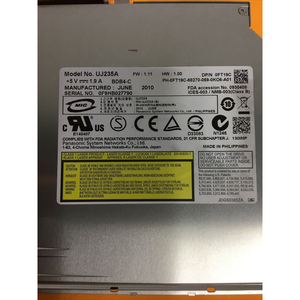 UJ-235 UJ235A for Dell Alienware M15x 6X Slot-in Blu-Ray BD-RE Burner Drive