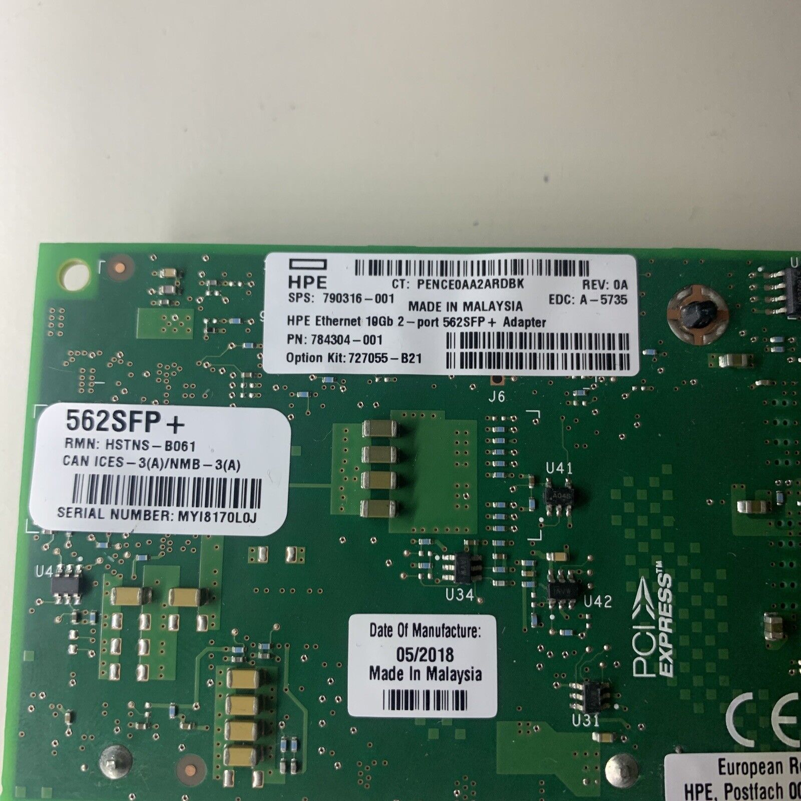 HP HPE 562SFP+ 10Gb 2-port Ethernet Adapter 790316-001 784304-001 727055-B21