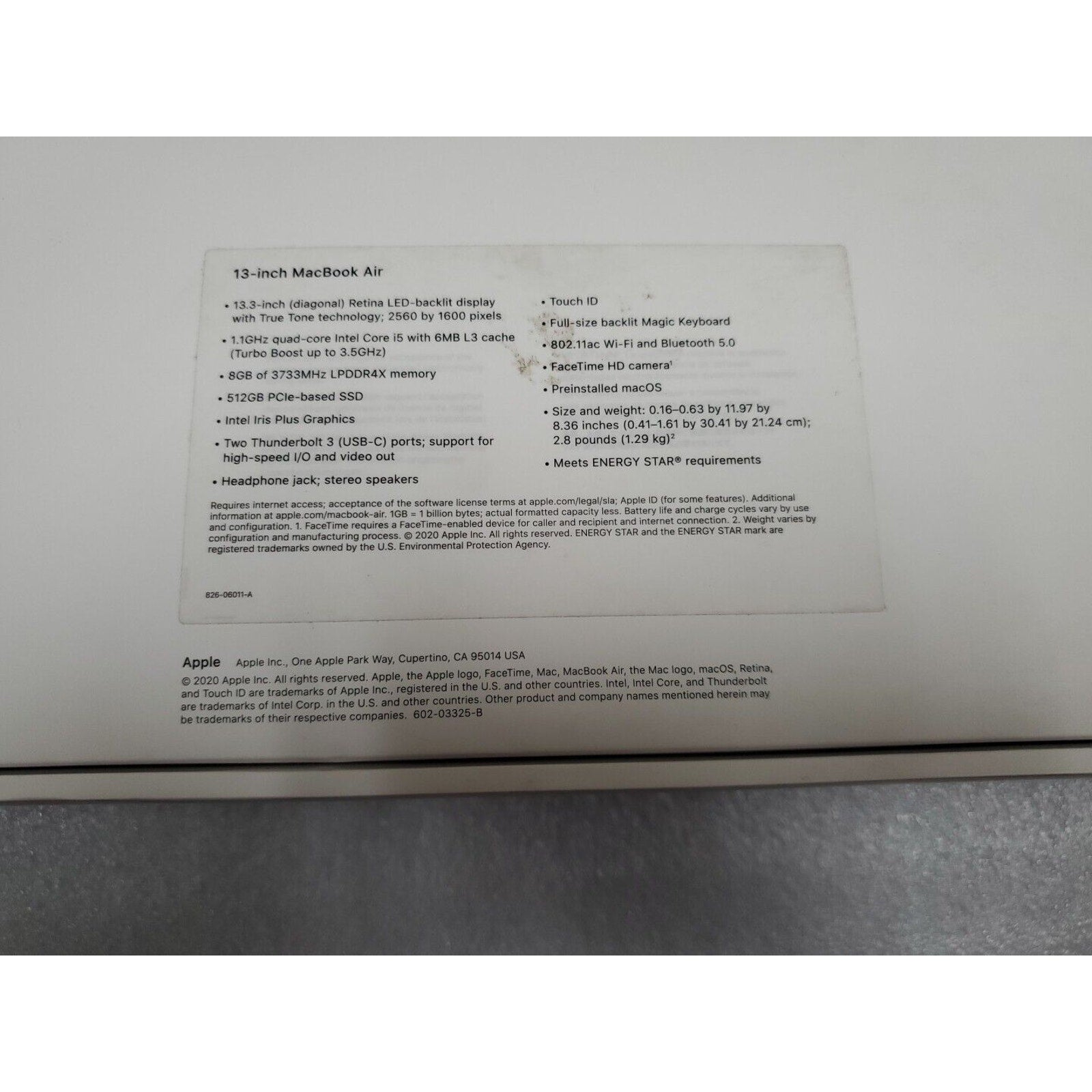 *EMPTY BOX ONLY*! MacBook Air 13-inch A2179 Space Gray *EMPTY BOX ONLY*!