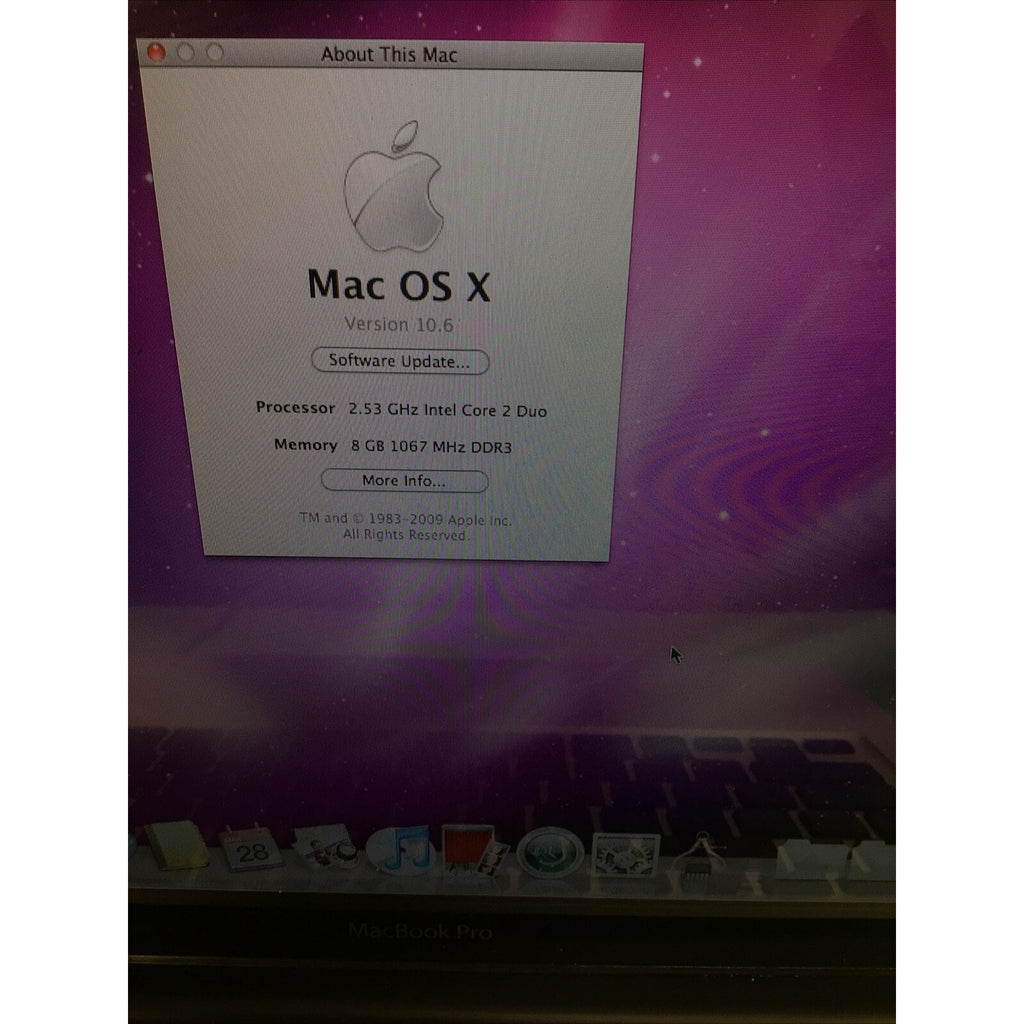 MacBook Pro 13" A1278 Core Duo 2.53GHz 8GB Ram 240GB SSD FOR PARTS or REPAIR