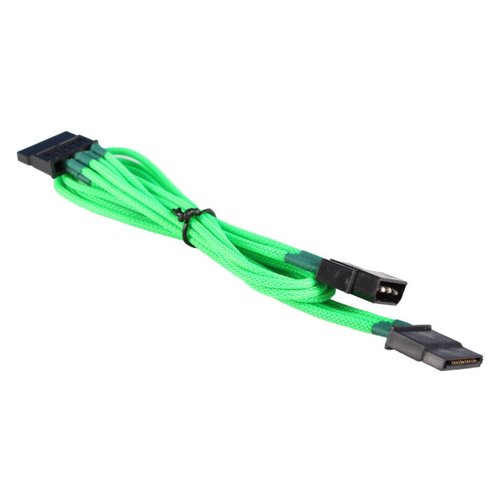 4-pin LP4 Power to 2x SATA Power Adapter Cable - Braided - Green