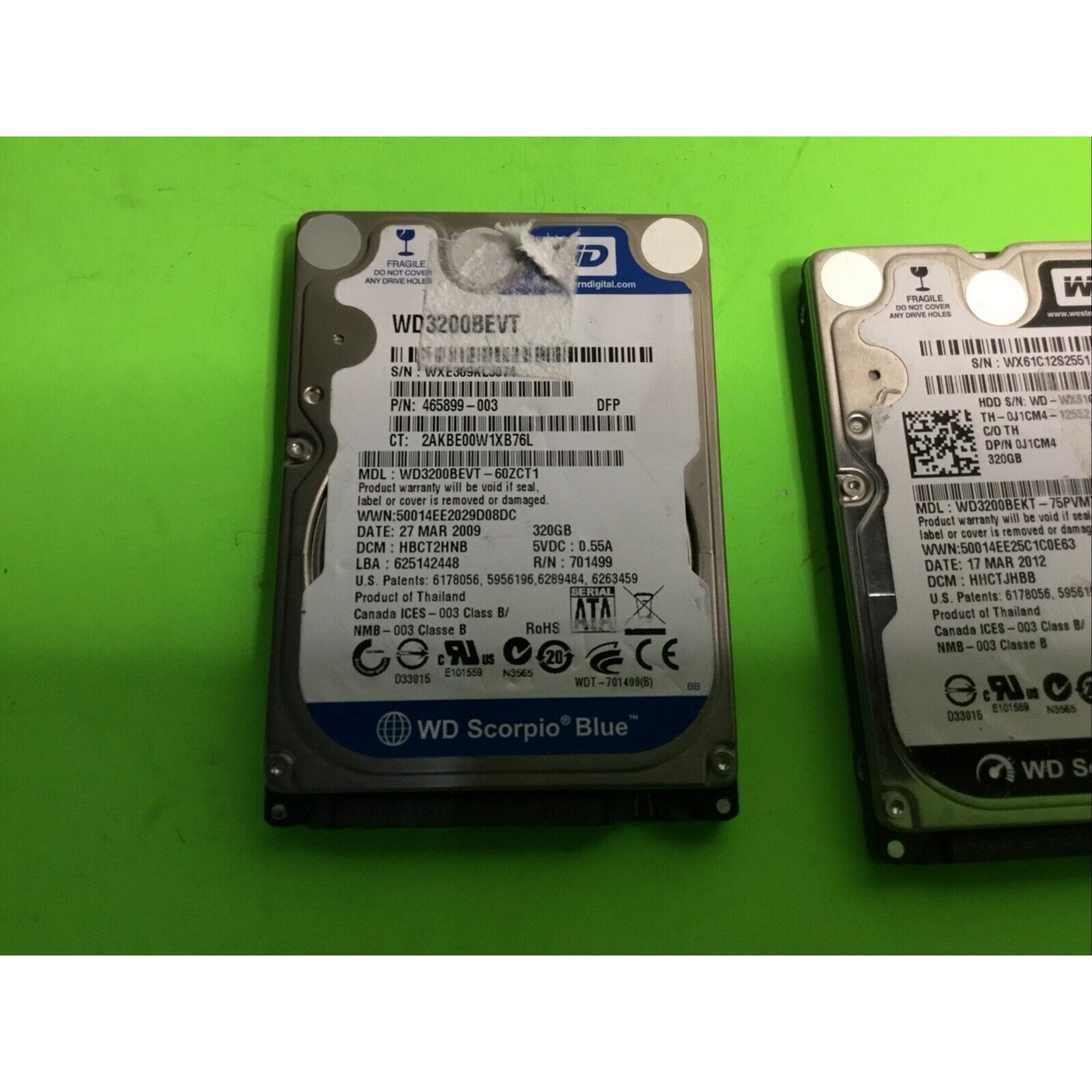 Lot of 3 320GB 2.5" SATA Laptop Hard Disk Drive HDD