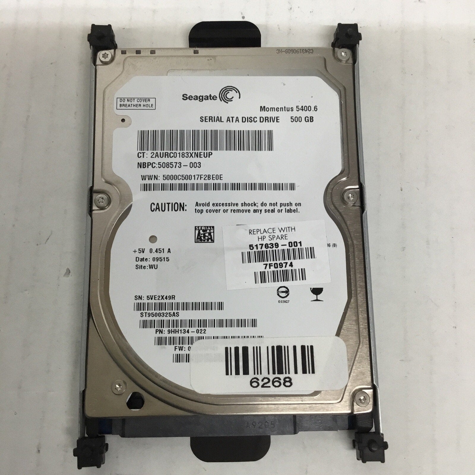 Seagate Momentus ST9500325AS 500GB 2.5" HDD Laptop Hard Drive 9HH134-022
