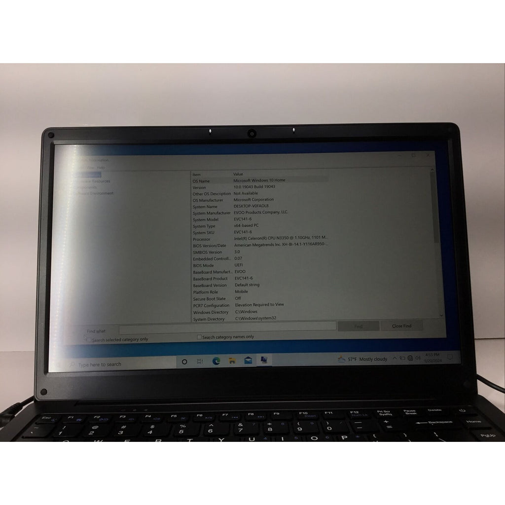 Evoo Ultra Thin 14.1" Laptop - Celeron N3350, 4GB RAM, 64GB SSD (EVC141-6BK)