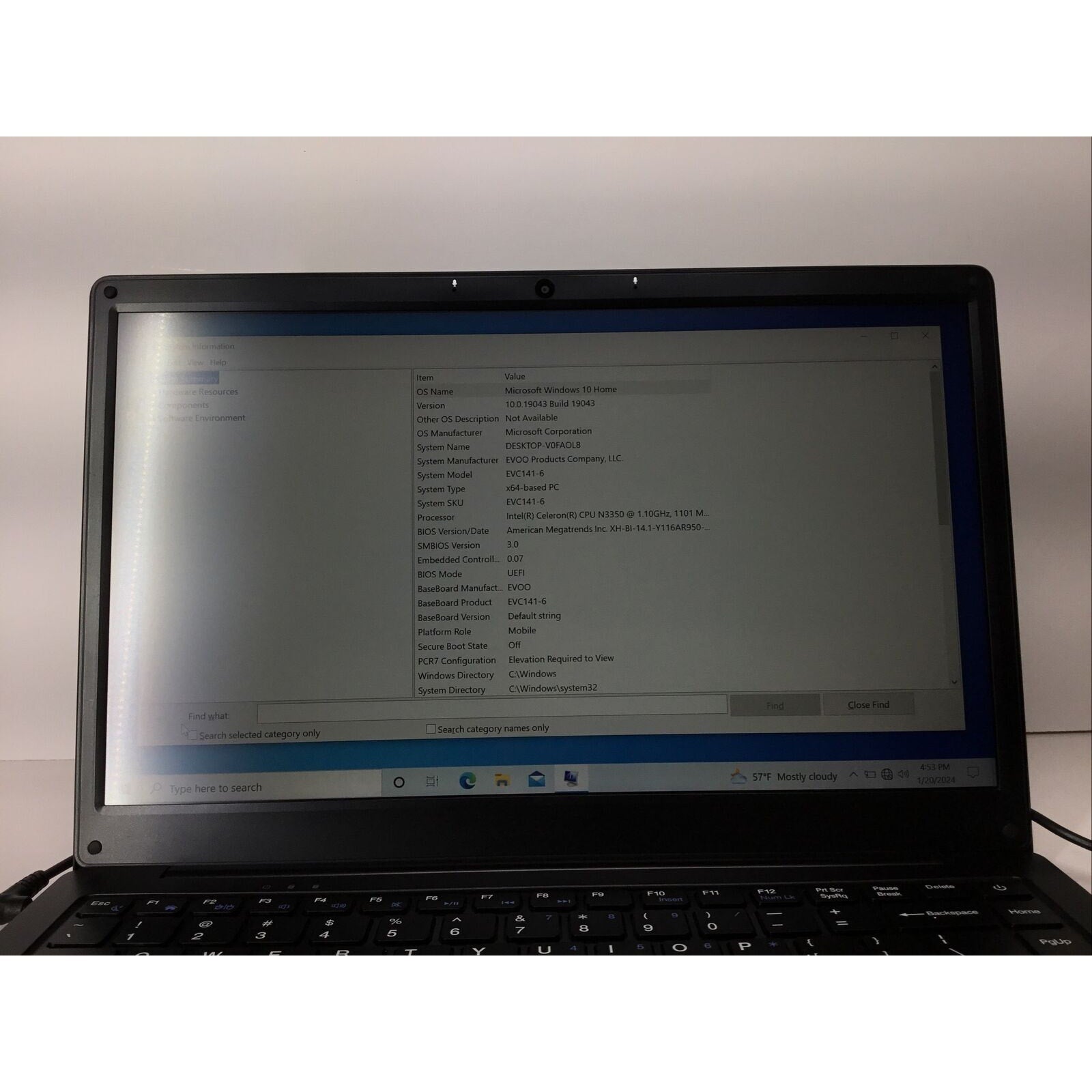 Evoo Ultra Thin 14.1" Laptop - Celeron N3350, 4GB RAM, 64GB SSD (EVC141-6BK)