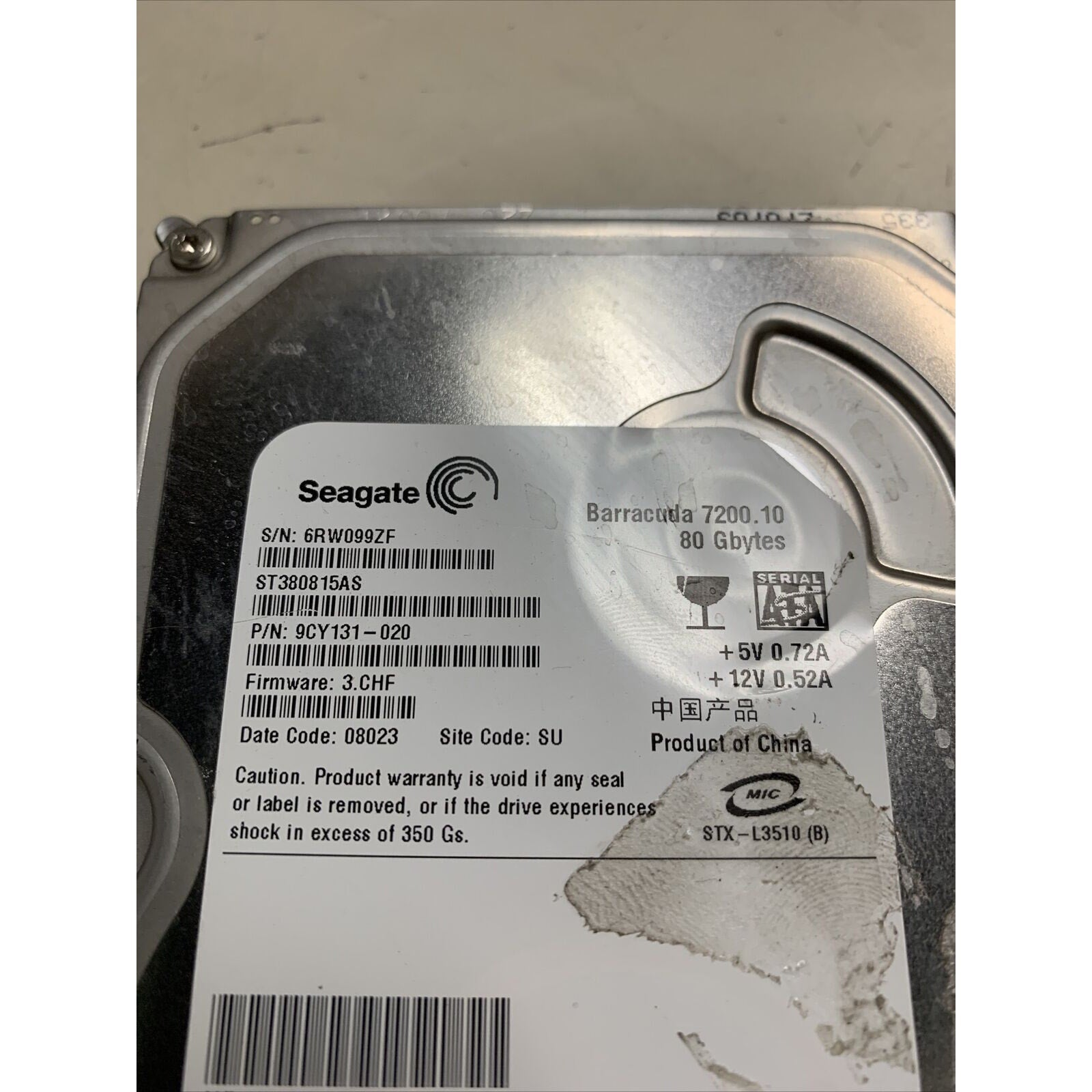 HP 432392-001 Seagate 9CY131-020 80GB 7200RPM SATA-2 8MB Cache 3.5" Hard Drive