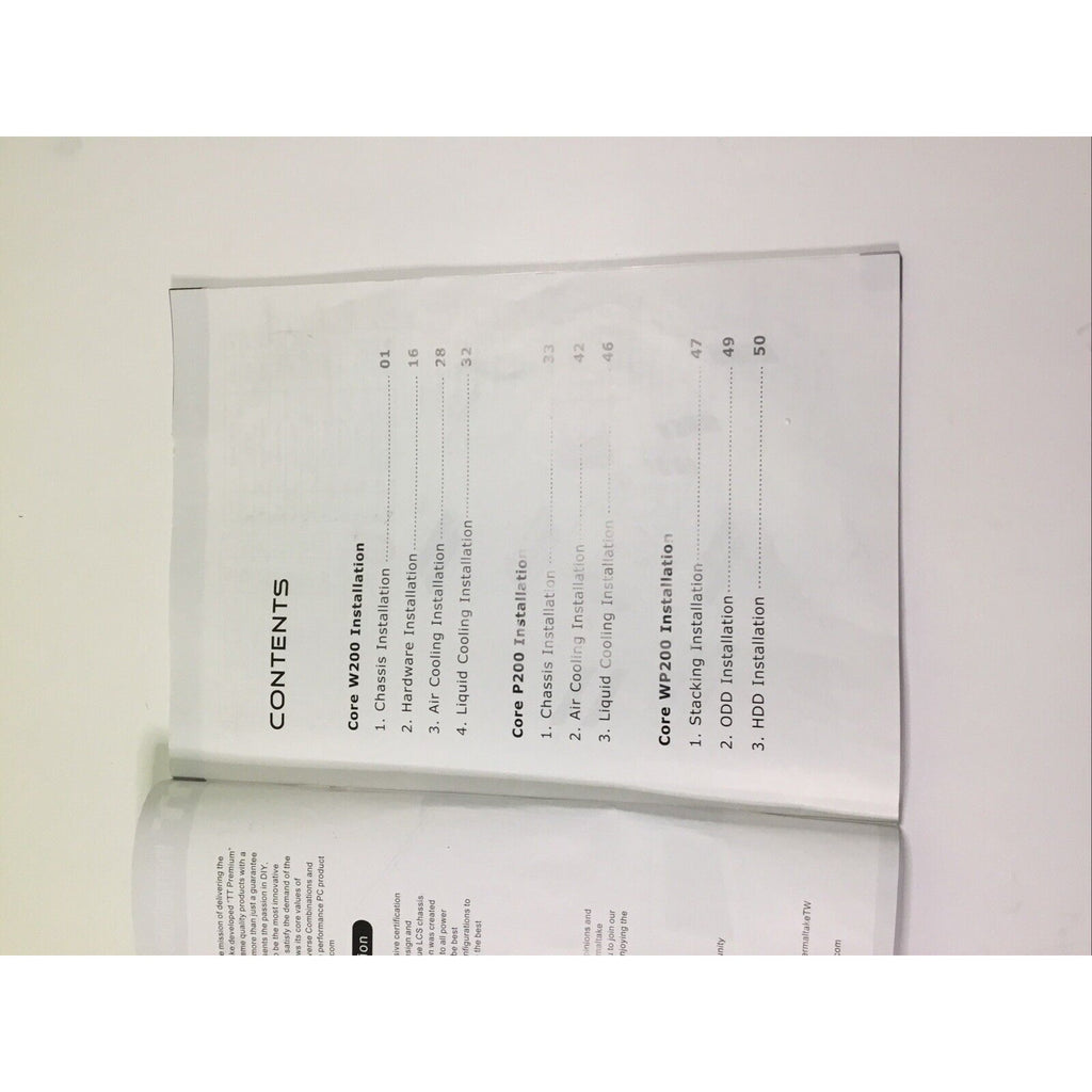 ThermalTake Core W200 Series Assembly Instruction Manual