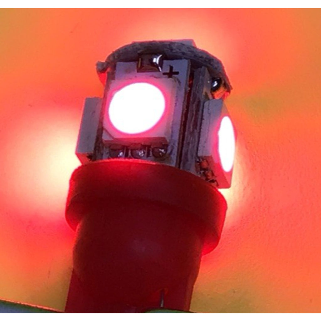 10 Pack T10 5-led 5050SMD License Plate Wedge Reading Light Red