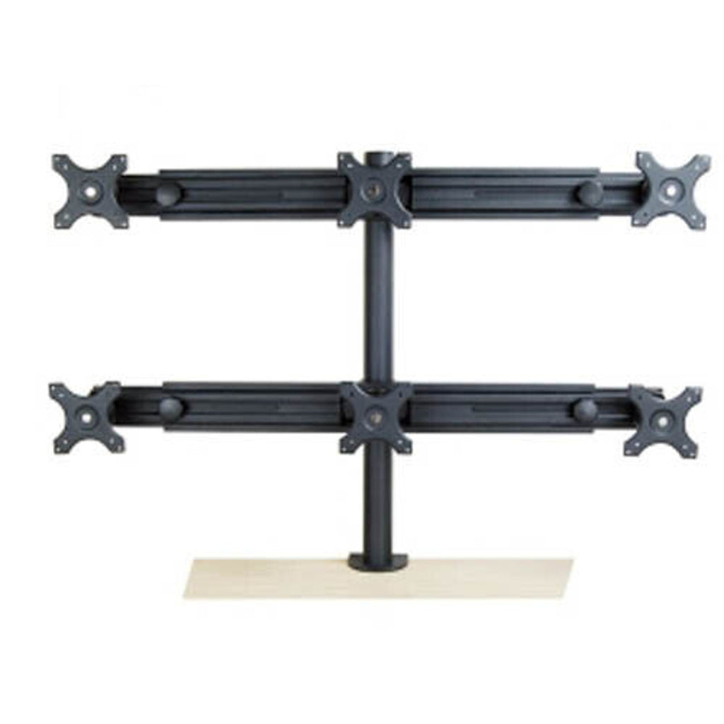 6-Monitor LCD Monitor Stand - C-Clamp - Holds Up to 6x 24" Displays - Hex Mount