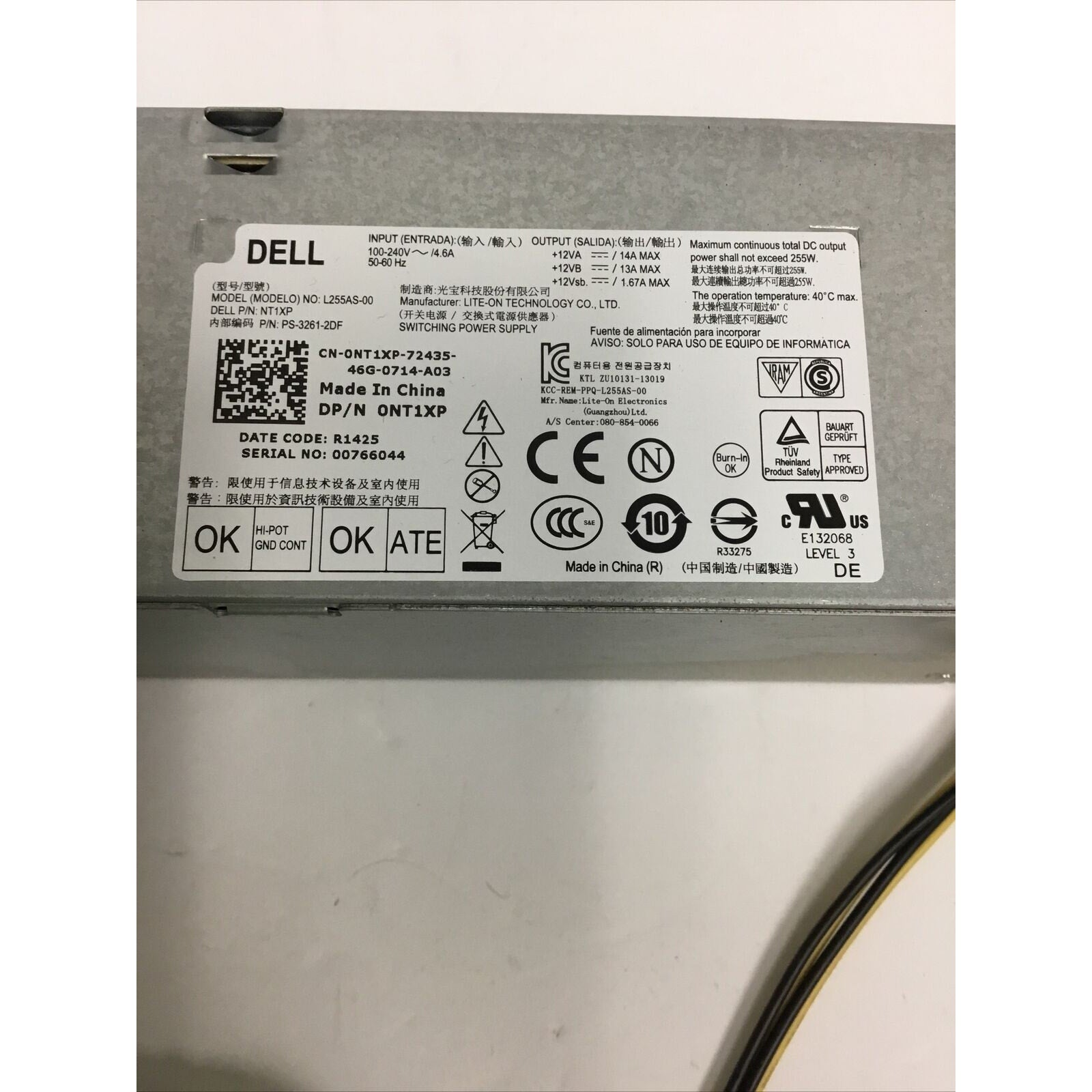 Dell 0NT1XP / NT1XP 255W Power Supply for OptiPlex 3020/7020/9020 SFF